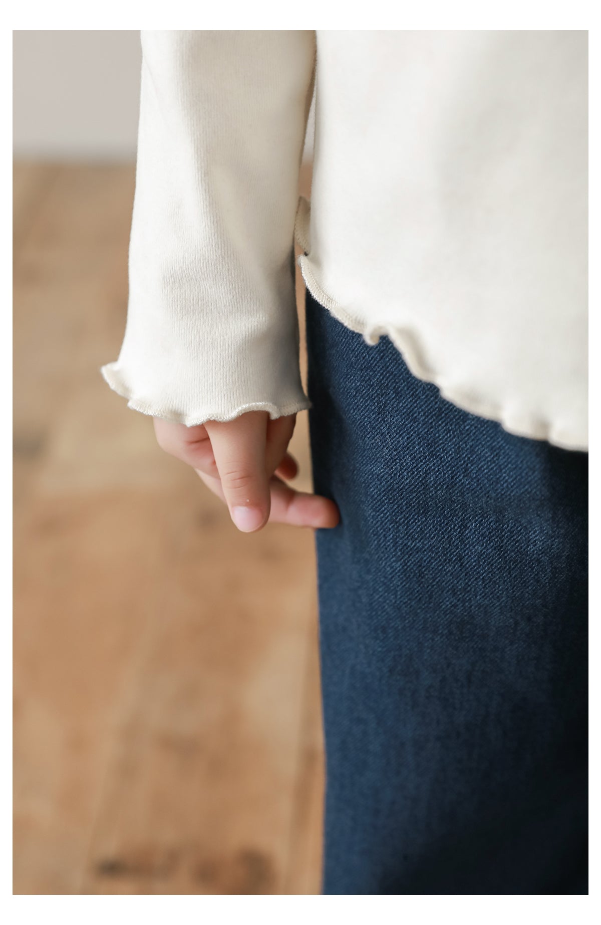 Button Embellished Frill Trim Top, Ivory