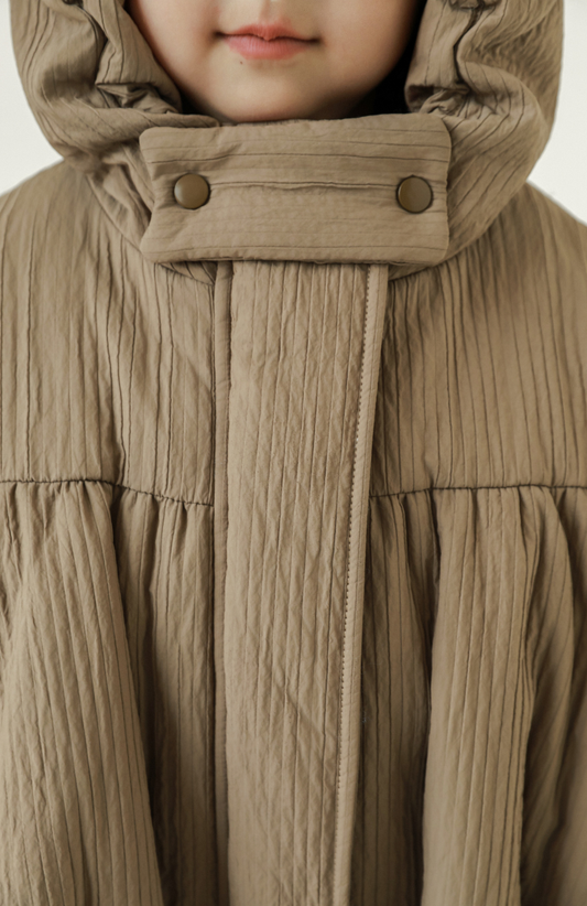 Pleated Puffer Jacket, Mocha
