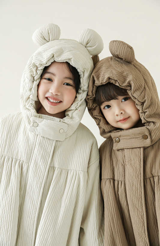 Pleated Puffer Jacket, Ivory