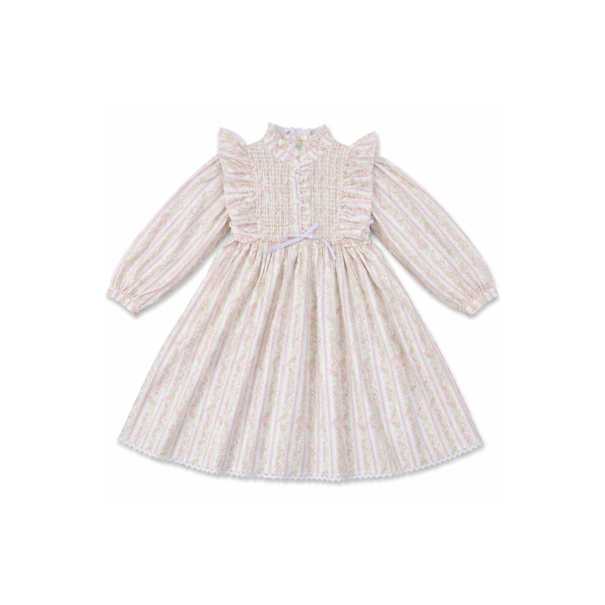 Rosalie Hand-Smocked Dress, Blush Floral Stripe